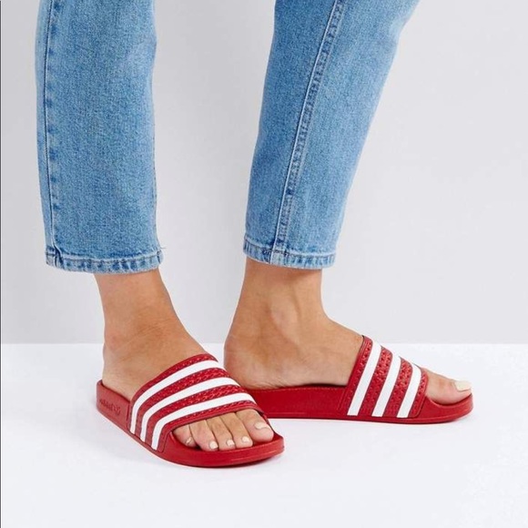 adilette red slides
